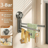 Darrahopens Home & Garden > Bathroom Accessories > Towel Racks & Holders No-drill ABS Suction Cup Towel Rack, 180° Rotating Layered Storage, Dual Use for Kitchen and Bathroom, Sturdy Load Bearing and Easy to Clean./Gun gray three-shot In Australia - Darrahopens
