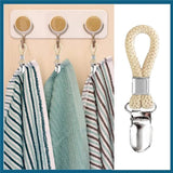 Darrahopens Home & Garden > Bathroom Accessories > Towel Racks & Holders Set of 4 - Woven Cotton Ring, Metal Towel Clips - Hanging Ring and Storage Clips - Suitable for Home, Bedroom and Bathroom - Multifunctional