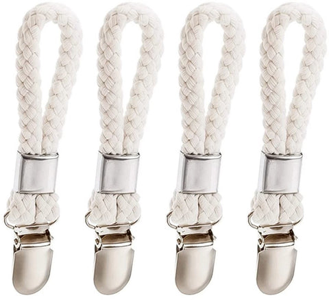 Darrahopens Home & Garden > Bathroom Accessories > Towel Racks & Holders Set of 4 - Woven Cotton Ring, Metal Towel Clips - Hanging Ring and Storage Clips - Suitable for Home, Bedroom and Bathroom - Multifunctional