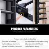 Darrahopens Home & Garden > Bathroom Accessories > Towel Racks & Holders Swivel towel rack wall mounted bathroom towel holder rotating rack space saving 4 arms black