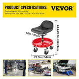 Darrahopens Home & Garden > Bathroom Accessories > Towel Racks & Holders VEVOR Shop Stool, 135 kg Rolling Garage Stool, 56 cm to 66 cm Adjustable Height Mobile Rolling Gear Seat, Round Tray Garage Pneumatic Stool, All-Terrain 12.7 cm Casters with Two Brakes Mechanic Seat