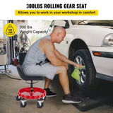 Darrahopens Home & Garden > Bathroom Accessories > Towel Racks & Holders VEVOR Shop Stool, 135 kg Rolling Garage Stool, 56 cm to 66 cm Adjustable Height Mobile Rolling Gear Seat, Round Tray Garage Pneumatic Stool, All-Terrain 12.7 cm Casters with Two Brakes Mechanic Seat
