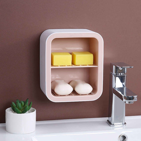 Darrahopens Home & Garden > Bathroom Accessories > Towel Racks & Holders Wall Mount Soap Rack Drain Toilet Suction Disc Punch Free Box Student Dormitory Supplies Nordic 1 Layer Gray