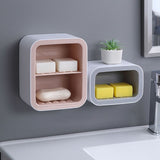 Darrahopens Home & Garden > Bathroom Accessories > Towel Racks & Holders Wall Mount Soap Rack Drain Toilet Suction Disc Punch Free Box Student Dormitory Supplies Nordic 1 Layer Gray