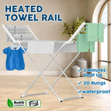 Darrahopens Home & Garden > Bathroom Accessories > Towel Racks & Holders White 220W Electric Heated Towel Rack in Silver with 20 Bars for Fast Drying In Australia - Darrahopens