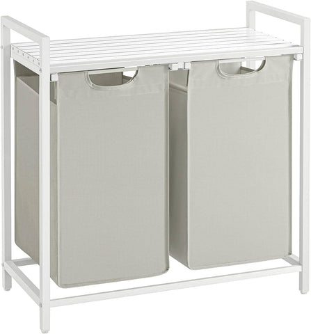Darrahopens Home & Garden > Bathroom Accessories VASAGLE Laundry Hamper with Shelf and Pull-Out Bags 2 x 46L White BLH201W01