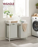 Darrahopens Home & Garden > Bathroom Accessories VASAGLE Laundry Hamper with Shelf and Pull-Out Bags 2 x 46L White BLH201W01