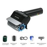 Darrahopens Home & Garden > BBQ > BBQ Cleaning Rechargeable Electric Grill Brush, Stainless Steel Wire Roller BBQ Cleaner Tool Kit ,Dual Brush : (Wire Brush + Scouring Pad Brush )