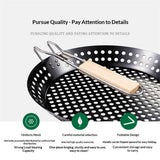 Darrahopens Home & Garden > BBQ > BBQ Tools 1 Piece BBQ Frying Pan with Holes, Non-stick BBQ Grill Pan, Stainless Steel Barbeque Woks, Grill Basket Vegetable with Handle | Vegetable Charring Pan for Stovetop & Grill