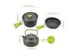 Darrahopens Home & Garden > BBQ > BBQ Tools 10Pcs Camping Cookware Mess Kit for Outdoor Camping Hiking Picnic -Green