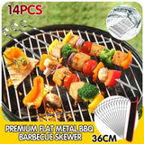 Darrahopens Home & Garden > BBQ > BBQ Tools 14 Pack Kabob Skewers Premium Flat Metal BBQ Barbecue Skewer Long Stainless