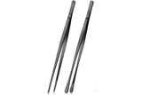 Darrahopens Home & Garden > BBQ > BBQ Tools 2 Pack 30cm BBQ Tongs Stainless Steel Round and Straight Head for Grilling Cooking - Black