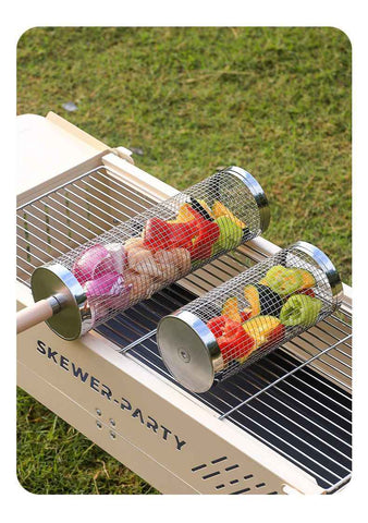 Darrahopens Home & Garden > BBQ > BBQ Tools 2Pcs Outdoor Portable 360° Rotating BBQ Grill Mesh