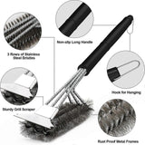 Darrahopens Home & Garden > BBQ > BBQ Tools 3-In-1 BBQ Grill Brush with Stainless Steel Bristles & Scraper - 45cm