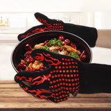Darrahopens Home & Garden > BBQ > BBQ Tools Black Flame Pattern Extreme Heat Resistant BBQ Gloves - 500°C Flame Design Oven Gloves with Non-Slip Silicone Grip