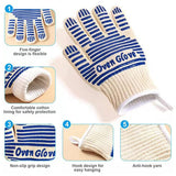 Darrahopens Home & Garden > BBQ > BBQ Tools Blue and White Extreme Heat Resistant BBQ Gloves - Cut-Resistant Oven Mitts with Non-Slip Silicone Grip