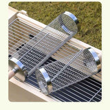 Darrahopens Home & Garden > BBQ > BBQ Tools Food-grade stainless steel rotisserie skewer, 360° rotatable, with heat-resistant wooden handle—outdoor camping barbecue tool (Large)