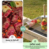 Darrahopens Home & Garden > BBQ > BBQ Tools Food-grade stainless steel rotisserie skewer, 360° rotatable, with heat-resistant wooden handle—outdoor camping barbecue tool (Large)