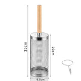 Darrahopens Home & Garden > BBQ > BBQ Tools Food-grade stainless steel rotisserie skewer, 360° rotatable, with heat-resistant wooden handle—outdoor camping barbecue tool (Small)