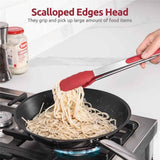 Darrahopens Home & Garden > BBQ > BBQ Tools Heat Resistant Kitchen Tongs: 12 inch Large Silicone Cooking Tong with Sturdy Non Stick Coated Stainless Steel Handle & Smooth Locking for Serving Grill (Red)