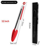 Darrahopens Home & Garden > BBQ > BBQ Tools Heat Resistant Kitchen Tongs: 12 inch Large Silicone Cooking Tong with Sturdy Non Stick Coated Stainless Steel Handle & Smooth Locking for Serving Grill (Red)