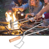 Darrahopens Home & Garden > BBQ > BBQ Tools Log Tongs Beech Wood Handle Stainless Steel Clamp High Temperature Resistance Fire Tong for Outdoor Camping Picnic In Australia - Darrahopens
