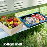 Darrahopens Home & Garden > BBQ > BBQ Tools Portable Large Barbecue Charcoal Grill Stove Foldable Kebab Stainless Steel BBQ Grill With 2 Grill Nets 2 Enamel Baking Pans And Tong Outdoor Camping Patio