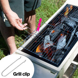 Darrahopens Home & Garden > BBQ > BBQ Tools Portable Large Barbecue Charcoal Grill Stove Foldable Kebab Stainless Steel BBQ Grill With 2 Grill Nets 2 Enamel Baking Pans And Tong Outdoor Camping Patio