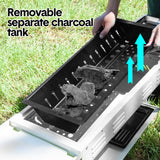 Darrahopens Home & Garden > BBQ > BBQ Tools Portable Large Barbecue Charcoal Grill Stove Foldable Kebab Stainless Steel BBQ Grill With 2 Grill Nets 2 Enamel Baking Pans And Tong Outdoor Camping Patio