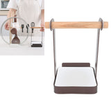 Darrahopens Home & Garden > BBQ > BBQ Tools Pot Lid Holder Rack Multifunction Prevent Slip Iron Basin Wood Rack Cooking Tool Spatula Stand Kitchen Organizer Coffee In Australia - Darrahopens