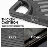 Darrahopens Home & Garden > BBQ > BBQ Tools Reversible Cast Iron Griddle Rectangular BBQ Plate 43X24cm Double-Sided Flat Top Griddle Pan and Grooved Grill for Gas Stovetop Oven and Open Fire Black
