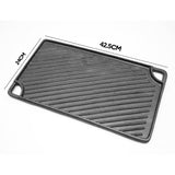 Darrahopens Home & Garden > BBQ > BBQ Tools Reversible Cast Iron Griddle Rectangular BBQ Plate 43X24cm Double-Sided Flat Top Griddle Pan and Grooved Grill for Gas Stovetop Oven and Open Fire Black