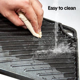 Darrahopens Home & Garden > BBQ > BBQ Tools Reversible Cast Iron Griddle Rectangular BBQ Plate 43X24cm Double-Sided Flat Top Griddle Pan and Grooved Grill for Gas Stovetop Oven and Open Fire Black