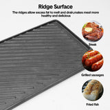 Darrahopens Home & Garden > BBQ > BBQ Tools Reversible Cast Iron Griddle Rectangular BBQ Plate 43X24cm Double-Sided Flat Top Griddle Pan and Grooved Grill for Gas Stovetop Oven and Open Fire Black