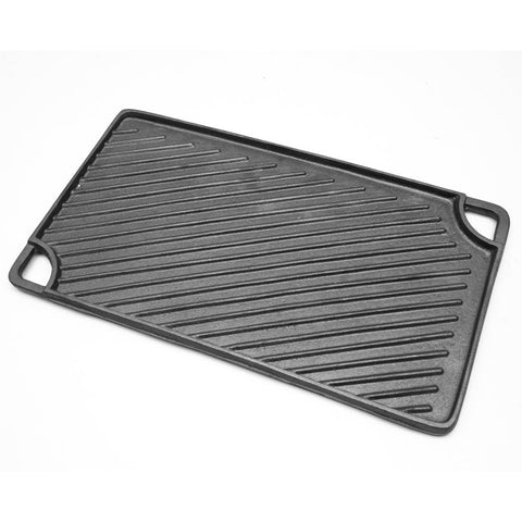 Darrahopens Home & Garden > BBQ > BBQ Tools Reversible Cast Iron Griddle Rectangular BBQ Plate 43X24cm Double-Sided Flat Top Griddle Pan and Grooved Grill for Gas Stovetop Oven and Open Fire Black