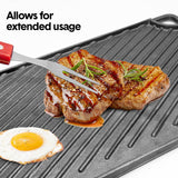 Darrahopens Home & Garden > BBQ > BBQ Tools Reversible Cast Iron Griddle Rectangular BBQ Plate 43X24cm Double-Sided Flat Top Griddle Pan and Grooved Grill for Gas Stovetop Oven and Open Fire Black