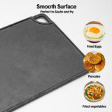 Darrahopens Home & Garden > BBQ > BBQ Tools Reversible Cast Iron Griddle Rectangular BBQ Plate 43X24cm Double-Sided Flat Top Griddle Pan and Grooved Grill for Gas Stovetop Oven and Open Fire Black
