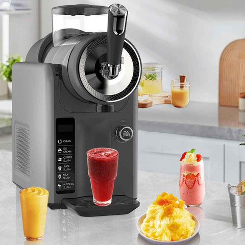 Darrahopens Home & Garden > BBQ > BBQ Tools Slushie Machine for Home, No Ice Needed Frozen Drink Maker with 6 Preset Modes, 1.8L Capacity, LED Display, Self-Cleaning, Ideal for Margaritas, Milkshakes, Smoothies & Parties — Gray