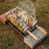 Darrahopens Home & Garden > BBQ > BBQ Tools stainless steel BBQ grill, anti-scald design (barbecue basket + barbecue fork + hook) barbecue tool set, portable outdoor barbecue essential items, barbecue camping barbecue accessories, covered outdoor barbecue basket, suitable for camping and outdoor BB