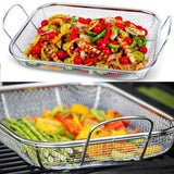 Darrahopens Home & Garden > BBQ > BBQ Tools Stainless Steel Square Barbecue Basket Multifunctional Tray Grilling Vegetables