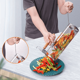 Darrahopens Home & Garden > BBQ > BBQs & Accessories 2-Pack Stainless Steel Rotating Grill Baskets with Removable Wooden Handle – Durable 304 Mesh for Veggies, Prawns & More – Perfect for BBQ, Camping & Outdoor Cooking, Great Gift for Dad or Husband