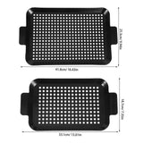 Darrahopens Home & Garden > BBQ > BBQs & Accessories 2pcs Black Stainless Steel Grill Pan with Holes, Raised Edges, Handles In Australia - Darrahopens