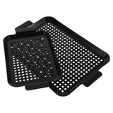 Darrahopens Home & Garden > BBQ > BBQs & Accessories 2pcs Black Stainless Steel Grill Pan with Holes, Raised Edges, Handles In Australia - Darrahopens