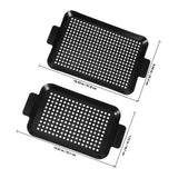 Darrahopens Home & Garden > BBQ > BBQs & Accessories 2pcs Black Stainless Steel Grill Pan with Holes, Raised Edges, Handles In Australia - Darrahopens