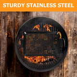 Darrahopens Home & Garden > BBQ > BBQs & Accessories 2pcs Black Stainless Steel Grill Pan with Holes, Raised Edges, Handles In Australia - Darrahopens