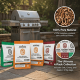 Darrahopens Home & Garden > BBQ > BBQs & Accessories ASMOKE 4-Piece Premium Wood Pellet Variety Pack - Apple, Cherry & 2xOak (4 x 2.27kg Bags)