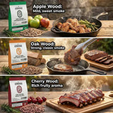 Darrahopens Home & Garden > BBQ > BBQs & Accessories ASMOKE 4-Piece Premium Wood Pellet Variety Pack - Apple, Oak & 2x Cherry (4 x 2.27kg Bags)
