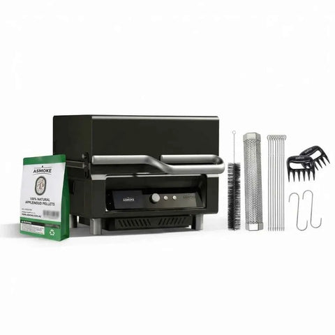 Darrahopens Home & Garden > BBQ > BBQs & Accessories ASMOKE Essential Smart Portable Wood Pellet Grill & 3pc BBQ Tool Set & 5lb Applewood Pellets