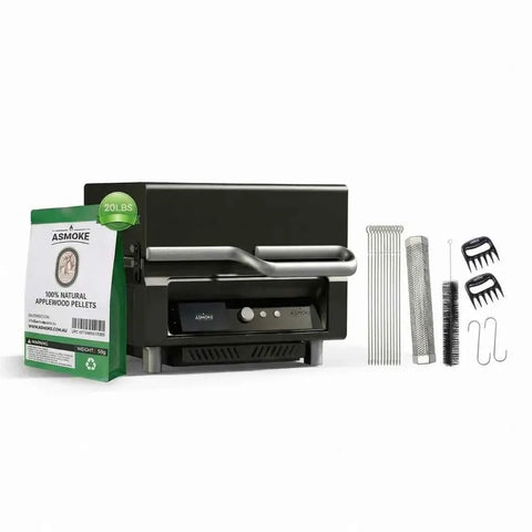 Darrahopens Home & Garden > BBQ > BBQs & Accessories ASMOKE Essential Smart Portable Wood Pellet Grill & Pitmaster Accessory Bundle - Includes 10x Skewers, Heavy-Duty Meat Claws, Smoke Tube & 20lb Applewood Pellets