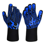 Darrahopens Home & Garden > BBQ > BBQs & Accessories Blue a Pair Of Extreme Heat Resistant BBQ Gloves (500°C) - Aramid Fiber with Non-Slip Silicone Grip for Grilling & Oven Use
